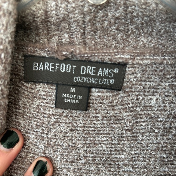 Barefoot Dreams Cozychic Lite Rounded Cardigan Tan Size M - Picture 4 of 5
